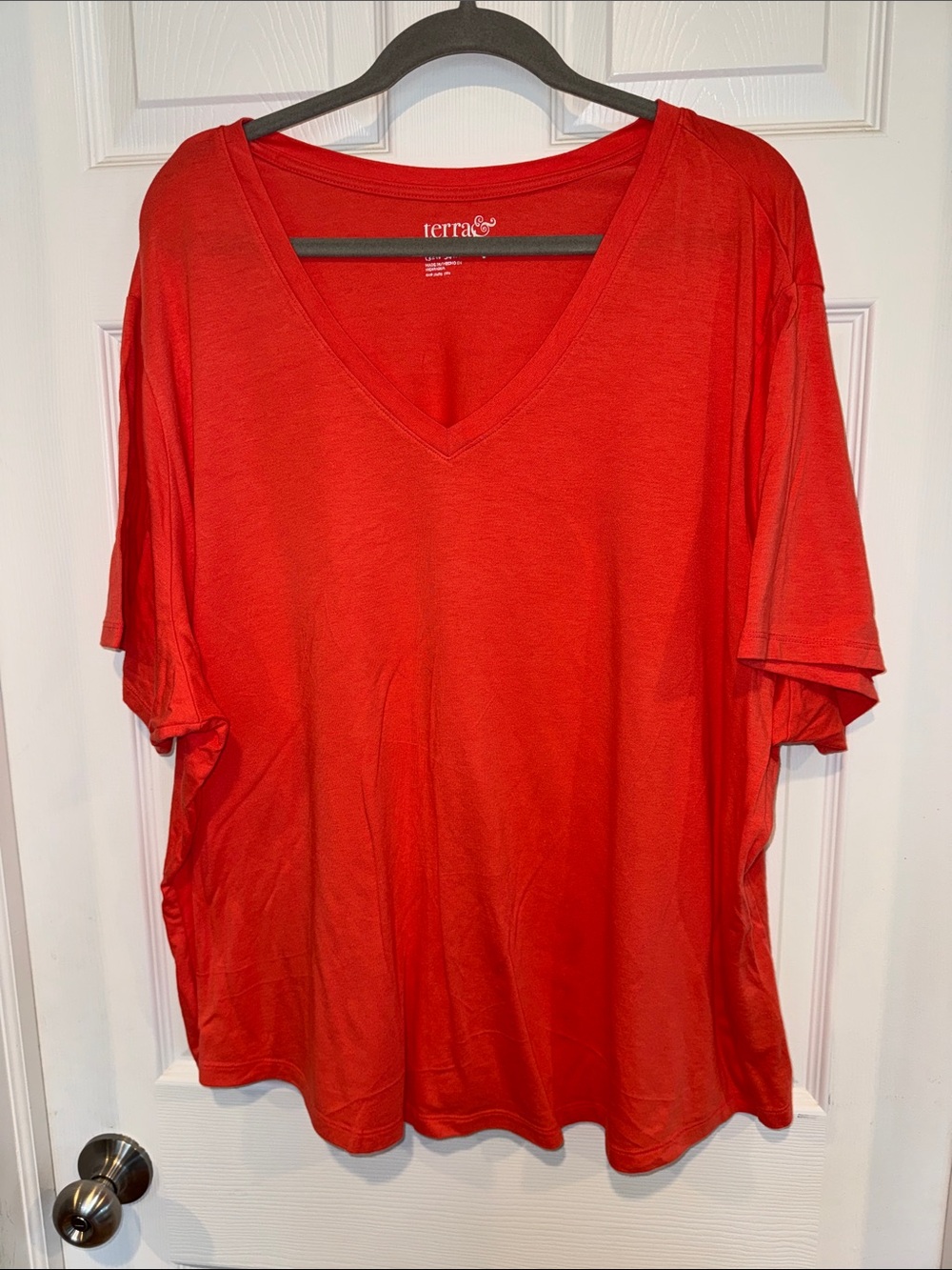 Terra V-Neck Short Sleeve Shirt - Coral